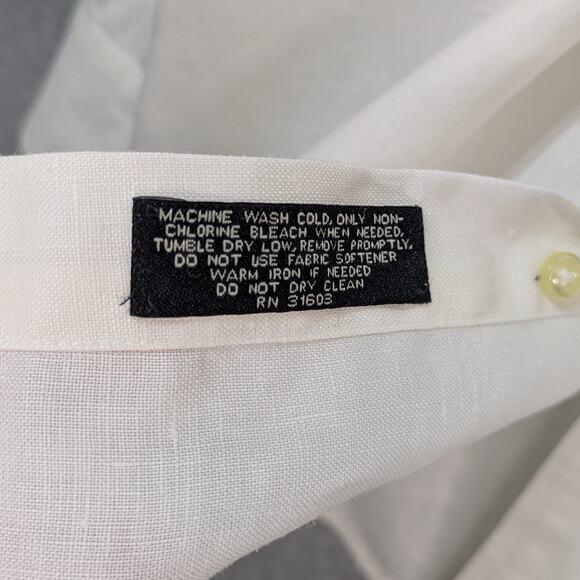 Jos A Bank Mens XXL Traveler Collection White 100% Linen Button Up Shirt - Picture 9 of 9